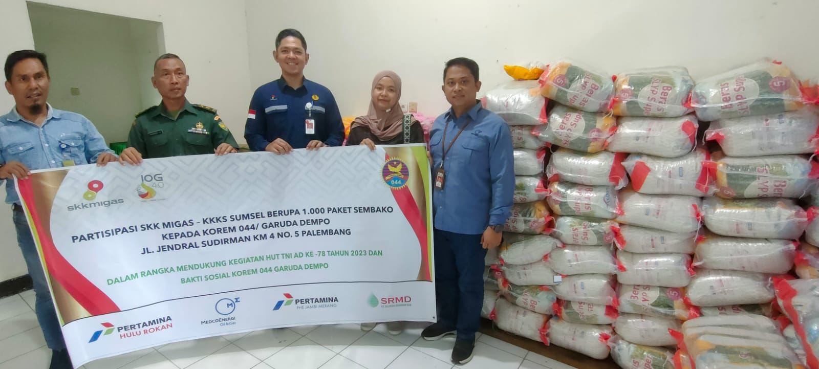 Dukung Baksos Korem 044/Garuda Dempo, SKK Migas-KKKS Sumsel Bantu 1.000 Paket Sembako