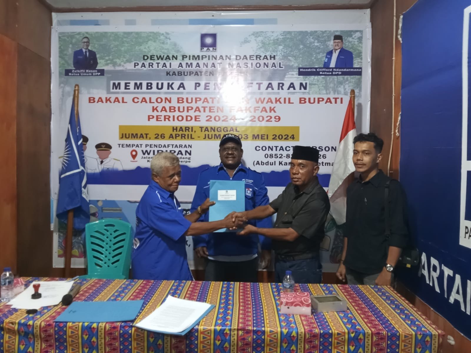 Lima Balon Bupati Fakfak Ambil Fomolir Pendaftaran di PAN Fakfak, Clifford: Rekom Urusan DPP