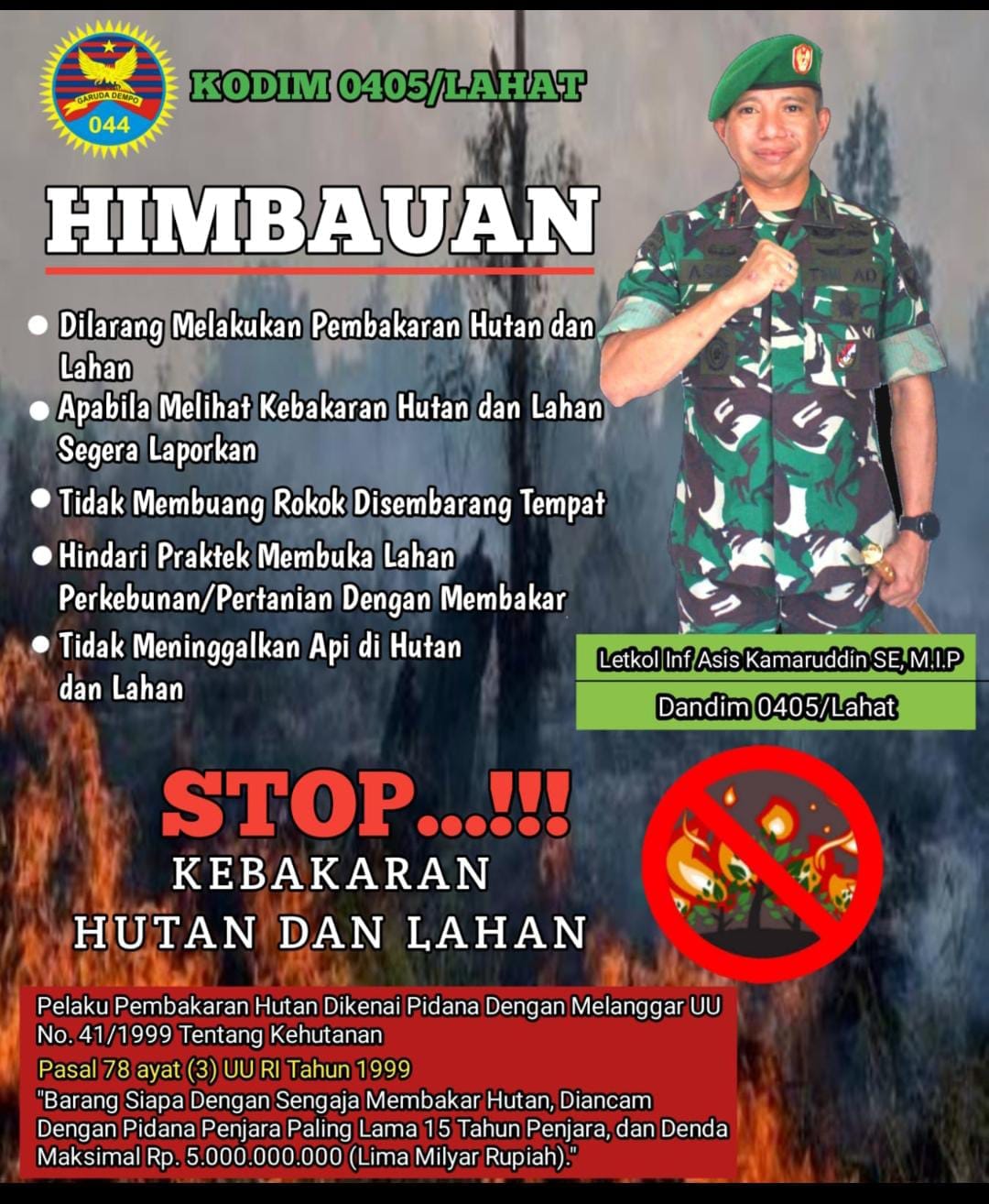 Kodim 0405 Lahat Antisipasi Karhutbunla