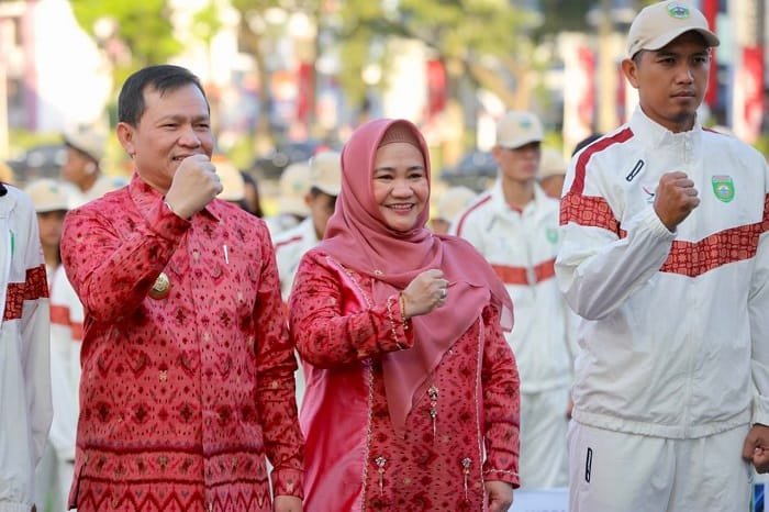 Pj Gubernur Elen Setiadi Lepas Keberangkatan 382 Atlet Kontingen Sumsel Berlaga Pada PON XXI Aceh-Sumut