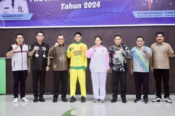 Sekda Edward Candra Lepas Kontingen Pra-POPNAS Sumsel 2024 ke Solo