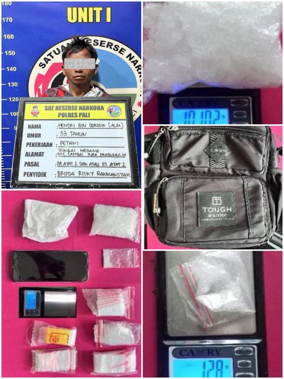 Satresnarkoba Polres PALI Bongkar Sarang Sabu di Pondok Kebun Desa Panta Dewa, Sita 102,3 Gram Barang Bukti