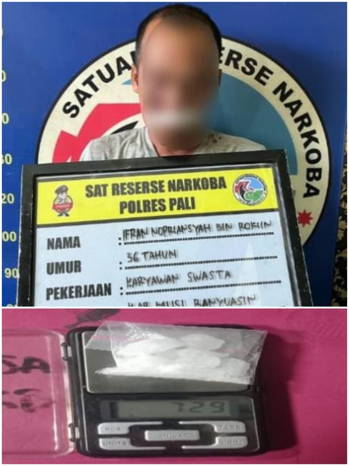 Satresnarkoba Polres PALI Ringkus Pengedar Sabu, Barang Bukti Disimpan Dalam Jaket