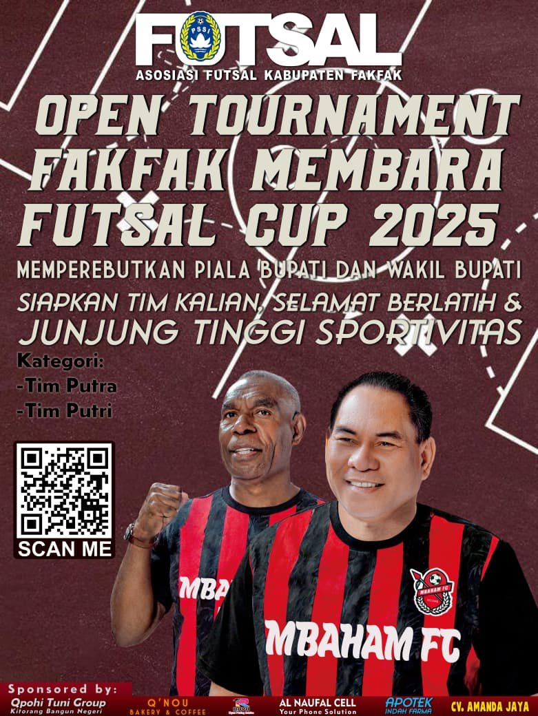 Dukung Visi “Fakfak Membara” Lewat Futsal Mbaham FC Berangkat ke Sorong Papua Barat Daya