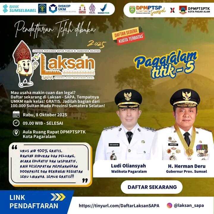 DPMPTSP Sumsel Gelar “LAKSAN-SAPA” di Pagar Alam, Targetkan 100 Peserta UMKM