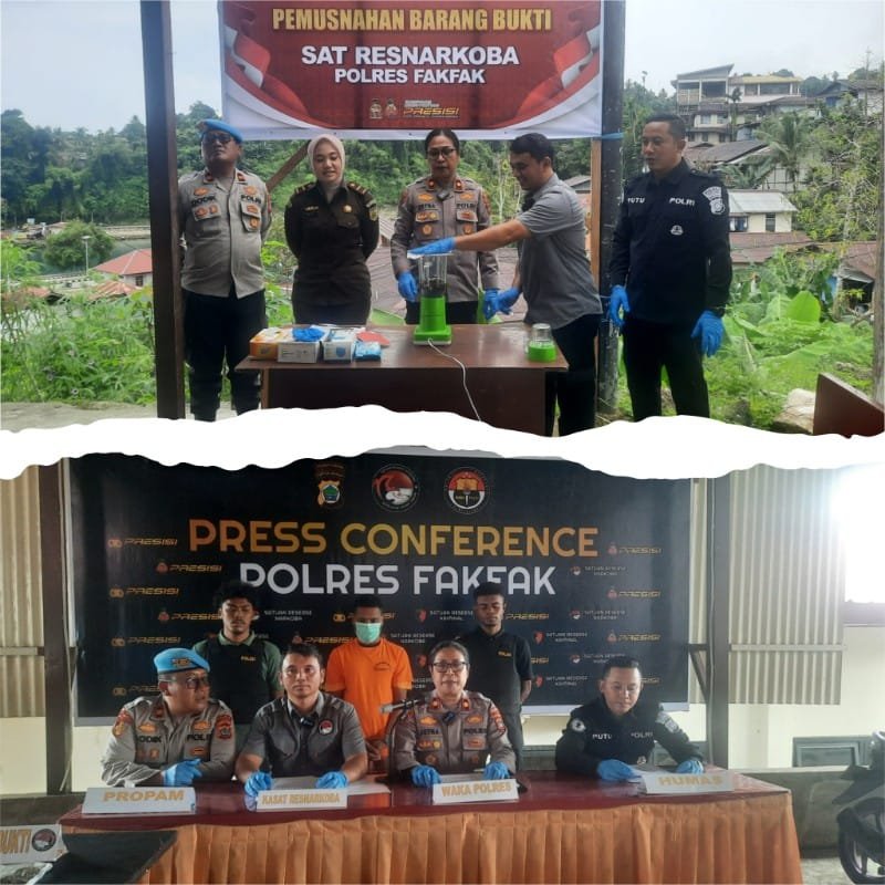 Polres Fakfak Musnahkan Barang Bukti Ganja 32,4 Gram, Tersangka Diamankan di Pelabuhan Laut