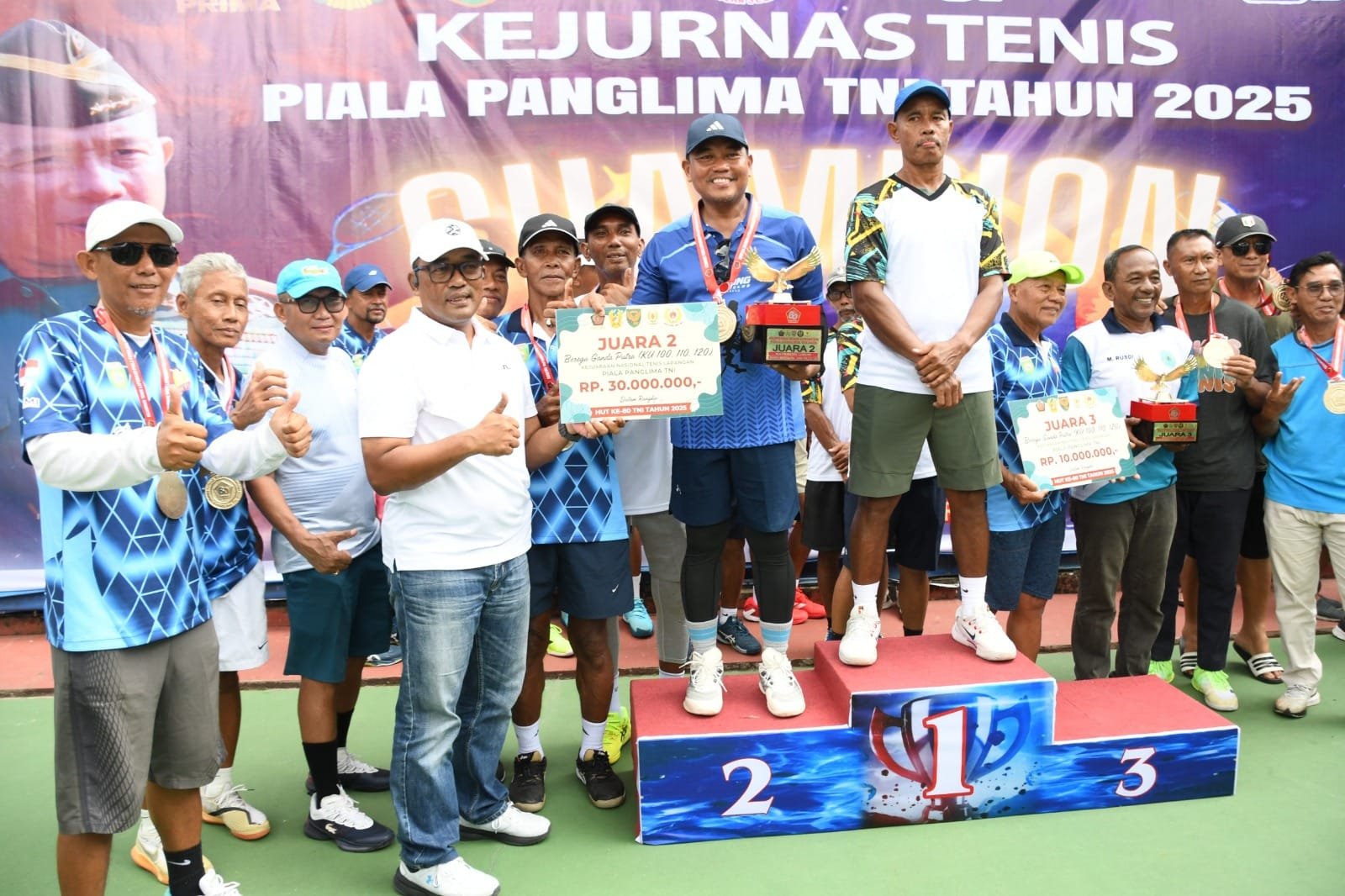 Danrem 044/Gapo Tutup Kejurnas Tenis Piala Panglima TNI dengan Semangat Kebersamaan