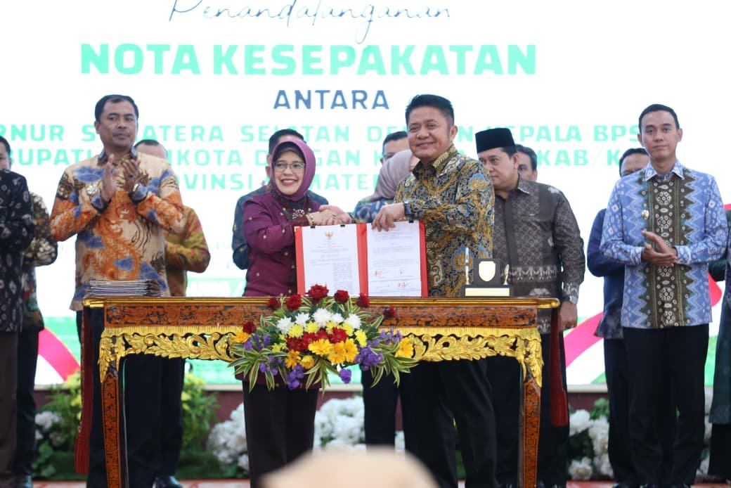 Sumsel Pionir Pembangunan Berbasis Data, Tandatangani Kesepakatan Lengkap Gubernur, Bupati/Wali Kota, dan BPS