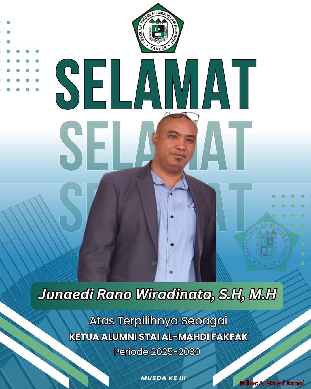 Junaedi R. Winata Terpilih Sebagai Ketua Alumni STAI Al-Mahdi Fakfak