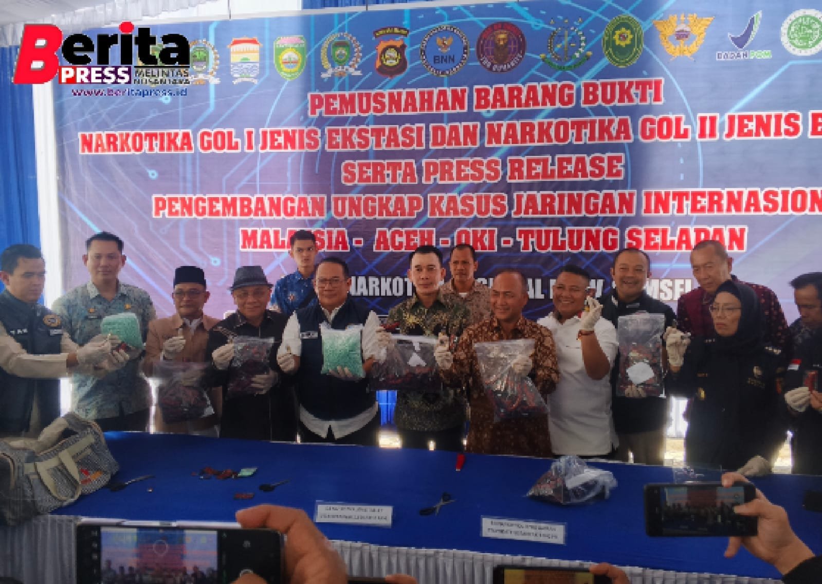 BNNP Sumsel Musnahkan Narkoba Jenis Etomidate dan Ekstasi