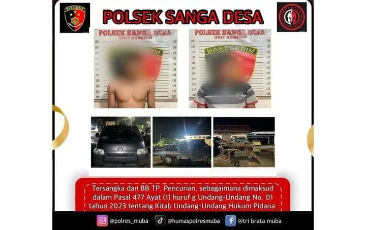 Dua Pelaku Pencurian Puluhan Pipa Besi di Sanga Desa Ditangkap Polisi Saat Melintas Bawa Barang Curian