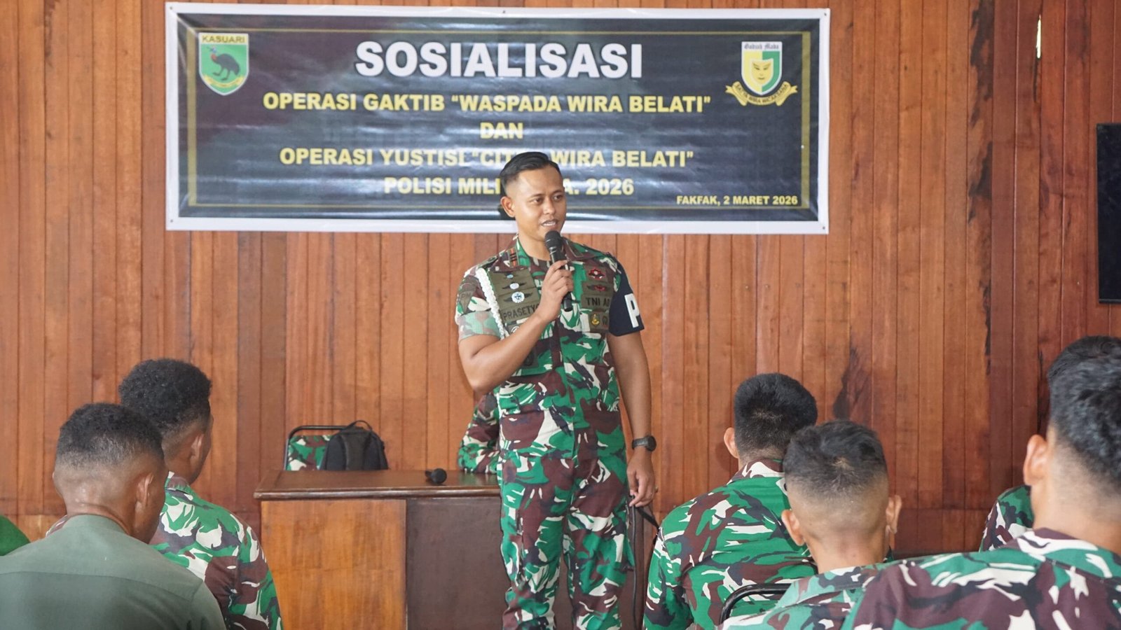 Tegaskan Disiplin Prajurit, Kapten CPM Prasetyo Budhi Pimpin Sosialisasi Gaktib di Korem 182/JO