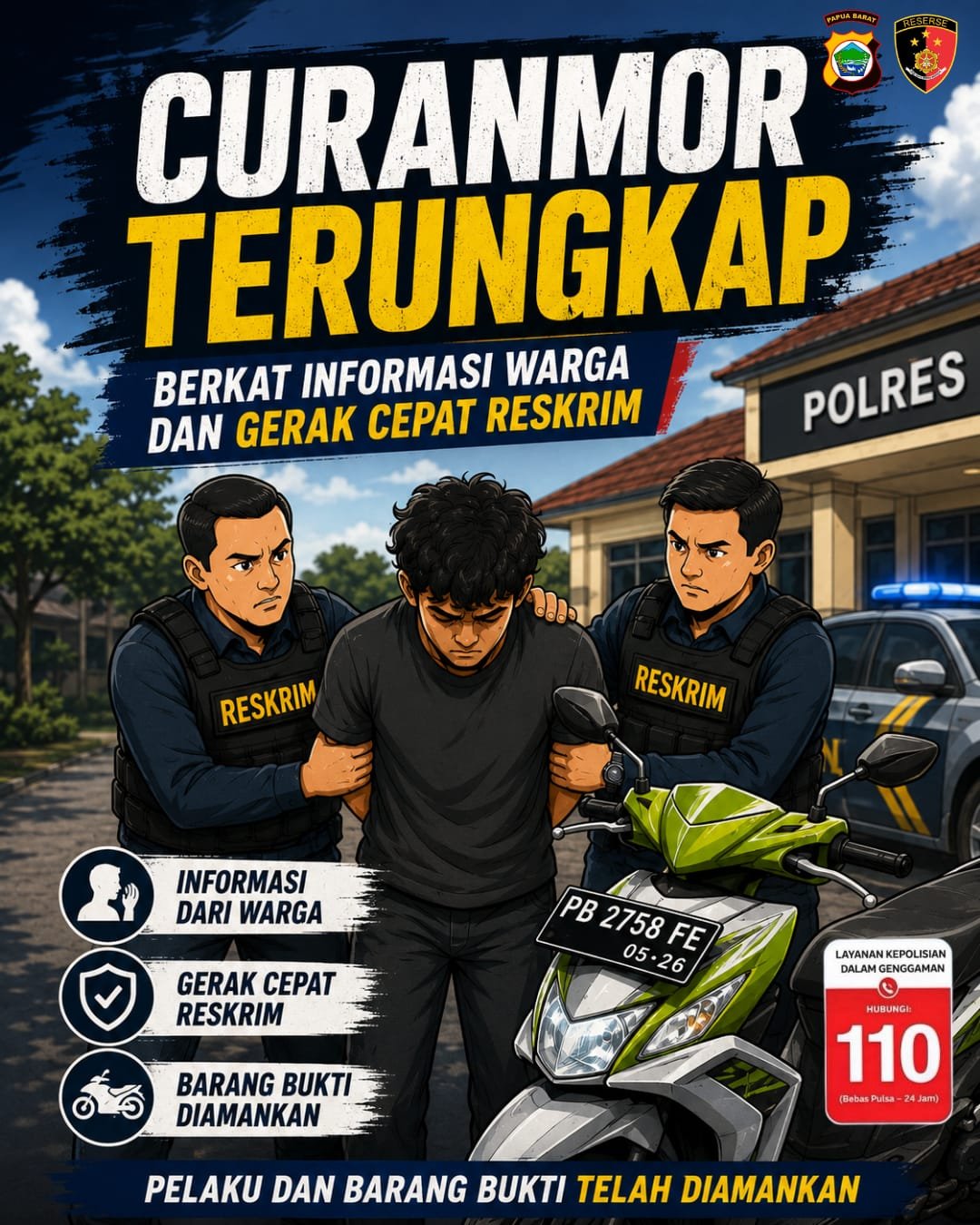 Warga Cermat, Polisi Gerak Cepat: Curanmor di Fakfak Berhasil Diungkap dalam Hitungan Hari