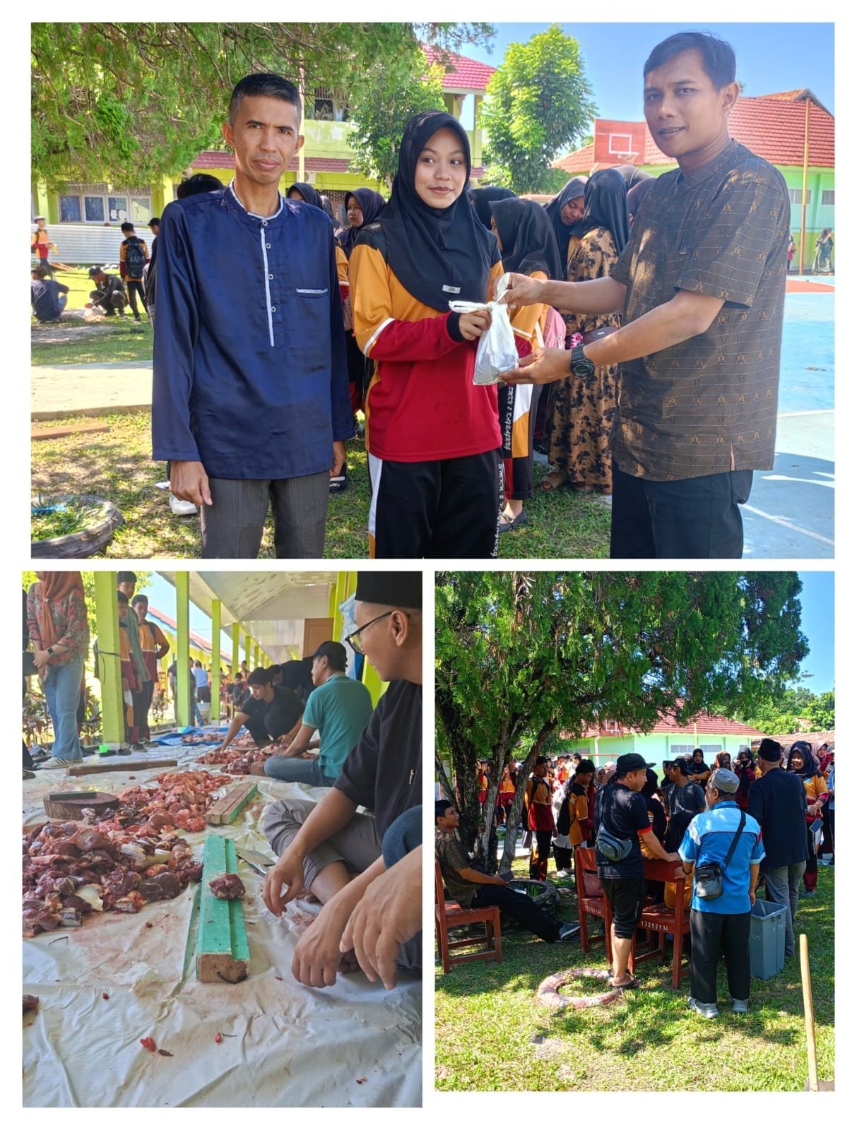 Semangat Berbagi, SMKN 2 Kayuagung Salurkan Daging Kurban untuk Warga