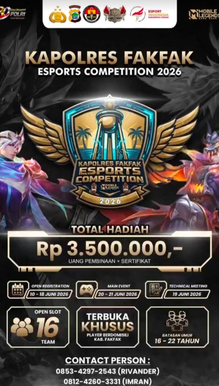 Wadahi Kreativitas Generasi Muda, Polres Fakfak Gelar Esports Competition 2026 dengan Total Hadiah Jutaan Rupiah