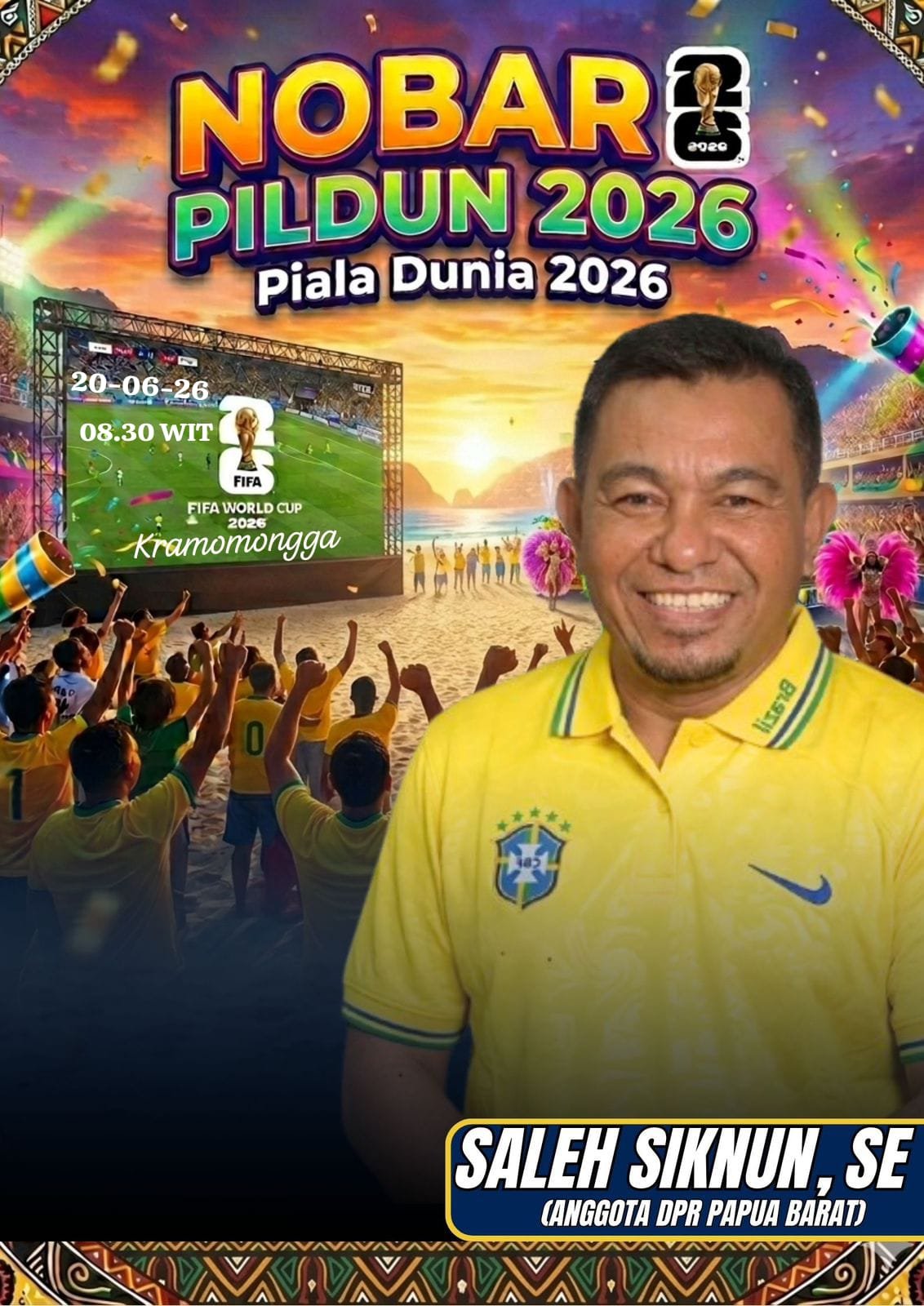 Demam Pildun 2026! Yuk, Nobar Brasil vs Haiti Bareng Abang Saleh Siknun di Kramongmongga