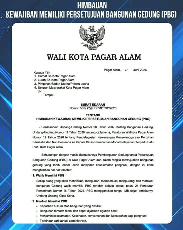 Pemkot Pagar Alam Sosialisasikan PBG, IMB Resmi Tidak Berlaku Lagi