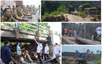 7 Kepala Desa dan Masyarakat Mekakau Ilir, Apresiasi Respons Cepat Bupati OKU Selatan Pasca Ambrolnya Oprit Jembatan Teriti