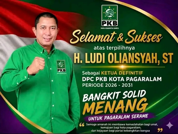 Ludi Oliansyah Resmi Pimpin PKB Pagar Alam Periode 2026-2031