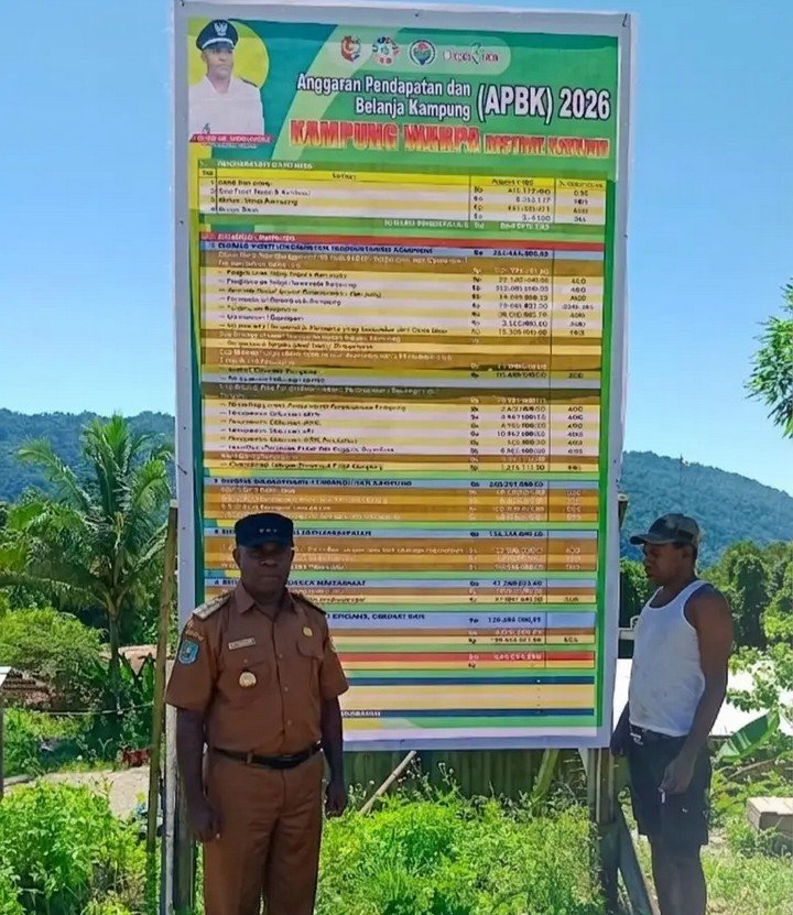 Tegas! Kepala Distrik Kayauni Wajibkan Pemasangan Papan Informasi Dana Kampung di Seluruh Wilayahnya
