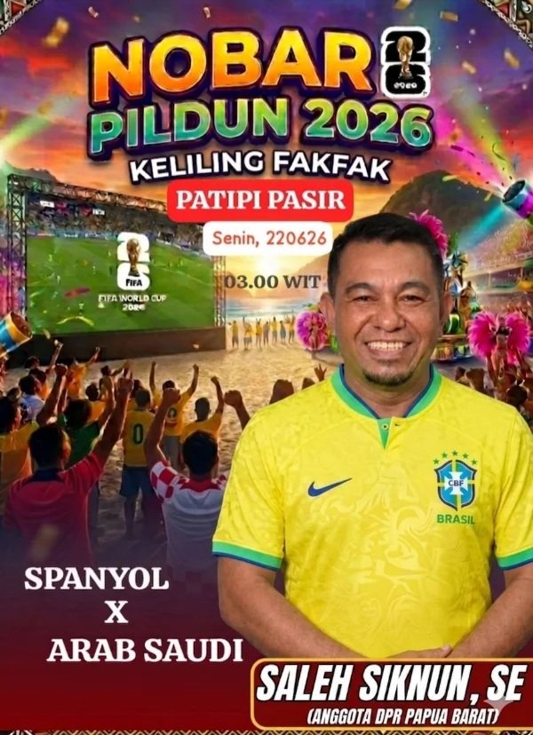 Bawa Semangat Piala Dunia ke Kampung, Pace SS Ajak Warga Fakfak Nobar Spanyol vs Arab Saudi