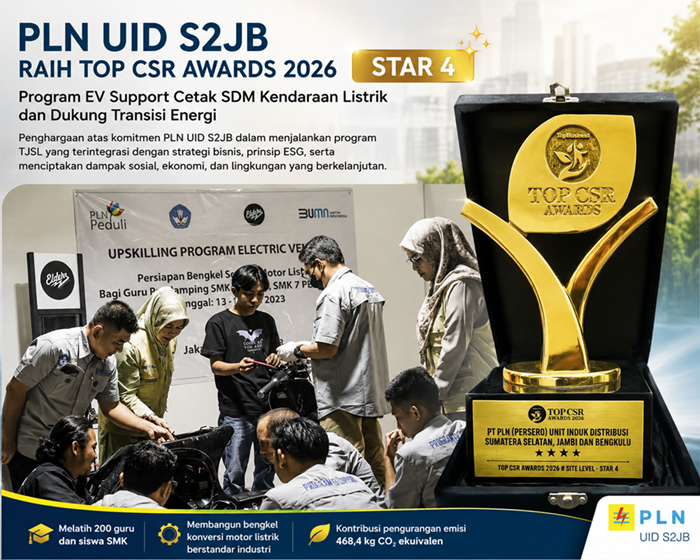Lewat EV Support, PLN UID S2JB Sabet TOP CSR Awards 2026 Star 4