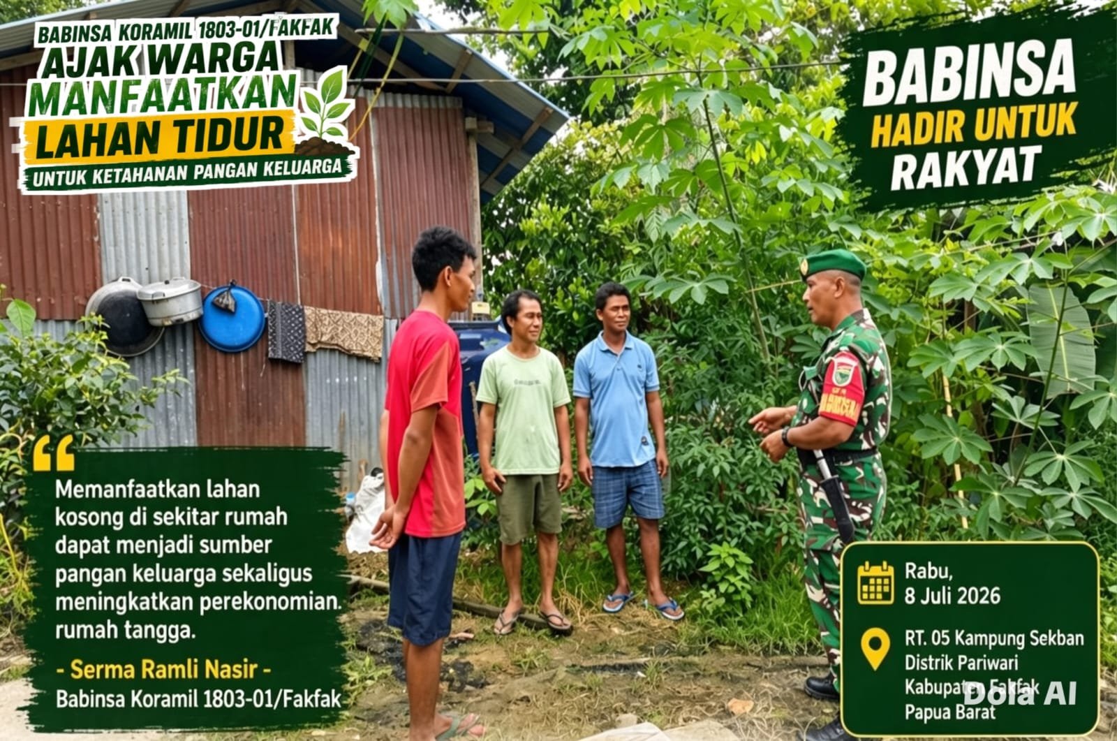 Dari Lahan Kosong Jadi Sumber Pangan, Babinsa Fakfak Gerakkan Warga Kampung Sekban