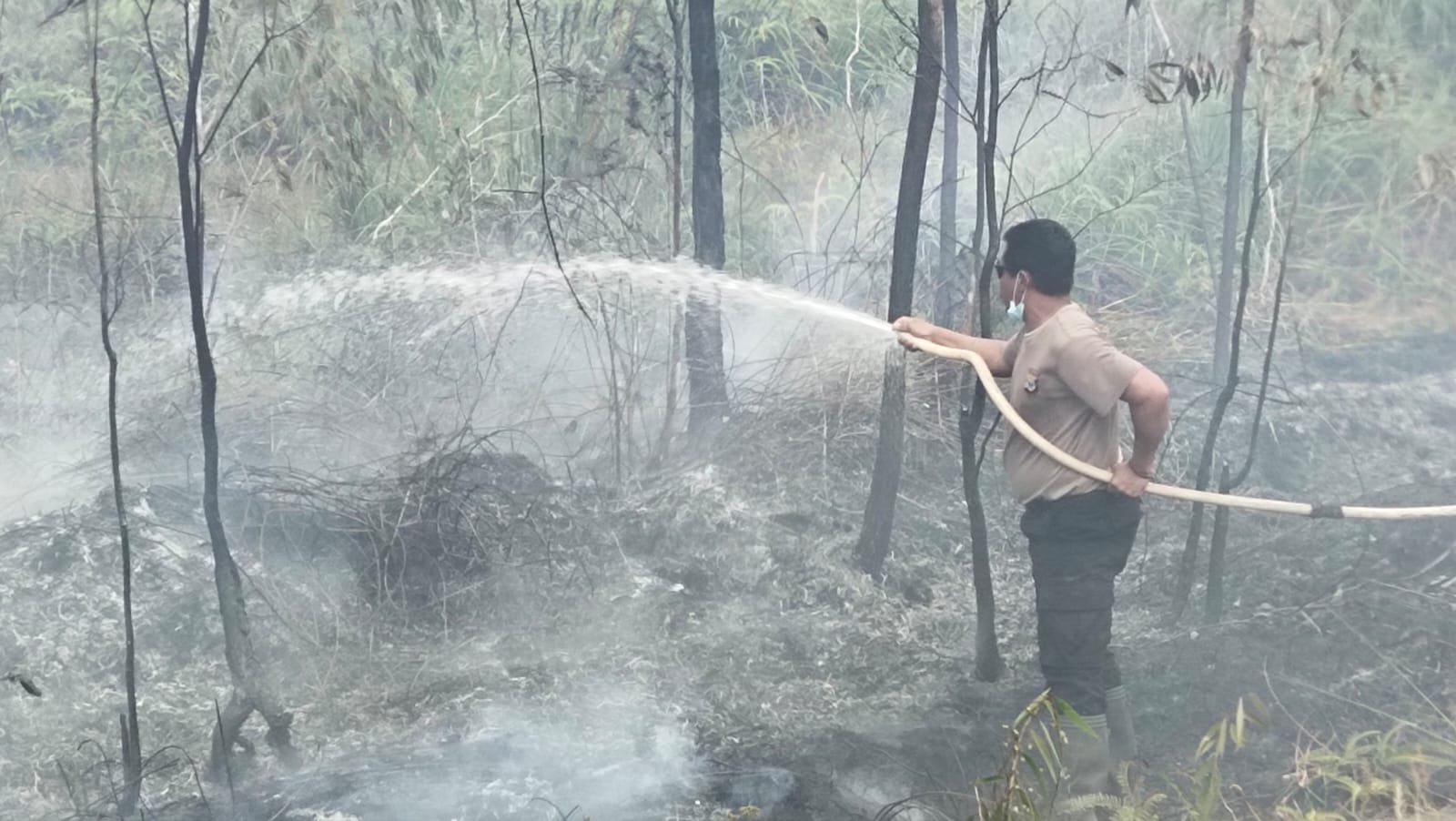 Karhutla Kembali Melanda Bomberay, Polsek Bergerak Cepat Padamkan Api dan Cegah Asap Makin Meluas