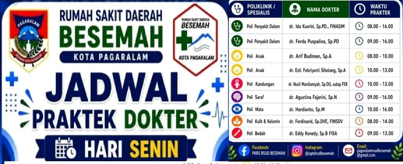 Catat Jadwalnya, Ini Jadwal Layanan Dokter Spesialis RSUD Besemah Pagaralam