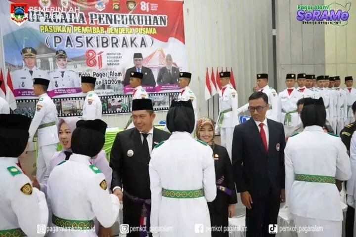 70 Paskibraka Kota Pagar Alam Resmi Dikukuhkan, Siap Kibarkan Merah Putih pada HUT ke-81 RI