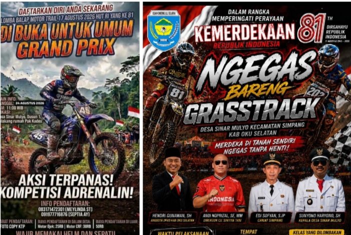 Sirkuit Sinar Mulyo Siap Bergemuruh, Grasstrack Kemerdekaan Adu Nyali di Kecamatan Simpang