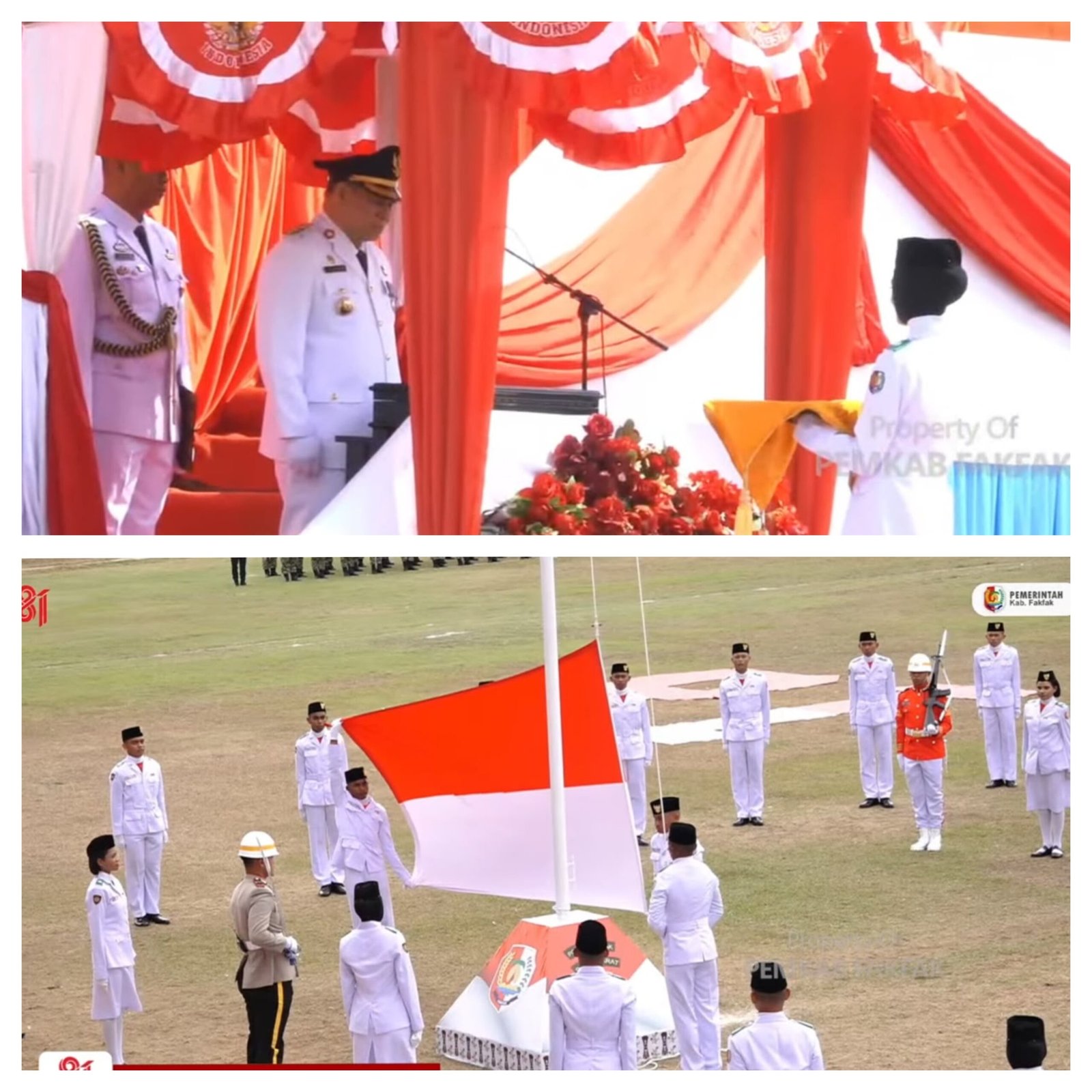 Paskibraka Fakfak Tampilkan Formasi Tomang, Bupati Samaun Dahlan Pimpin Upacara HUT RI