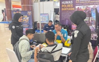 Stand Humas Polri di Banyuasin Police Expo 2026 Ajak Masyarakat “Nyago Bumi Sriwijaya, Aman Bae!”
