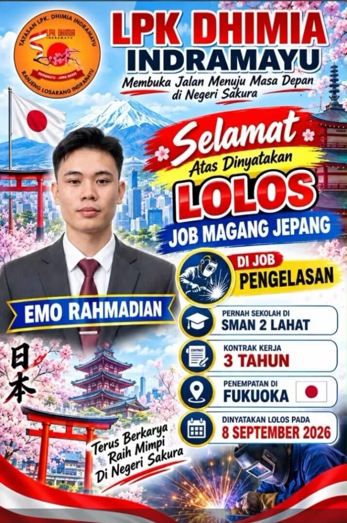 Bangga! Alumni SMAN 2 Lahat Asal Gunung Kerto Lulus Magang Kerja ke Jepang