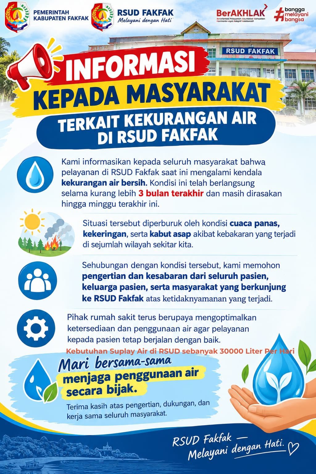 Kebutuhan Air Capai 30.000 Liter per Hari, RSUD Fakfak Berjuang Penuhi Kebutuhan Pasien