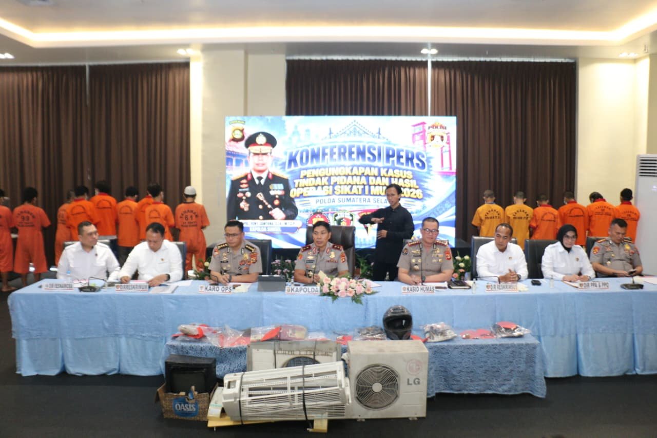 Operasi Sikat I Musi 2026, Polda Sumsel Catat 1.218 Kegiatan Penindakan Premanisme